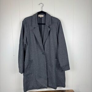 Philosophy Woman 1X Black Gray Houndstooth Coat Long Blazer Jacket
